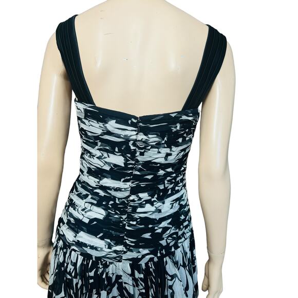 Tadashi Shoji NEW Collection 100% Silk Midi Black and White Dress Size 10 - Picture 9 of 14